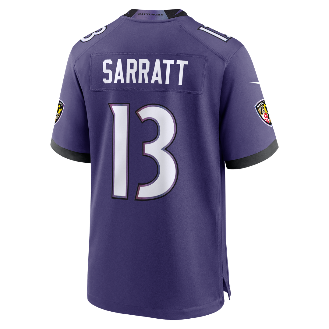 Baltimore Ravens Elijah Sarratt Purple Team Game Jersey | NFL Football Jersey