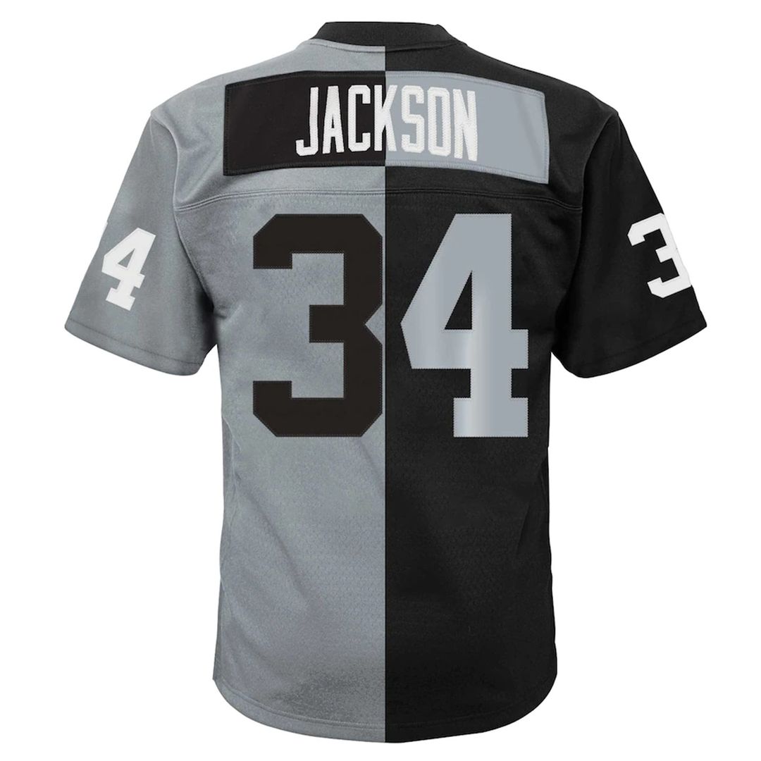 Las Vegas Raiders Bo Jackson Black/Silver Big & Tall Split Legacy Retired Player Replica Jersey | NFL Football Jersey
