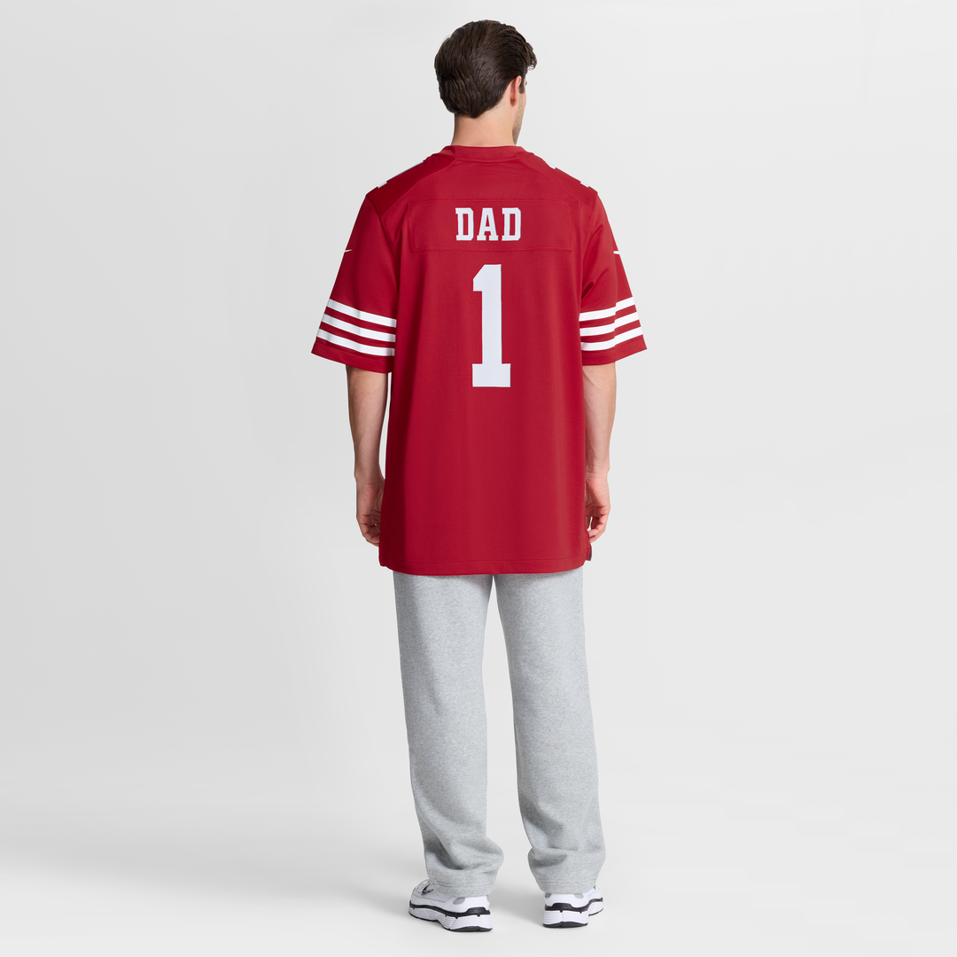 San Francisco 49ers Number 1 Dad Scarlet Game Jersey | NFL Football Jersey