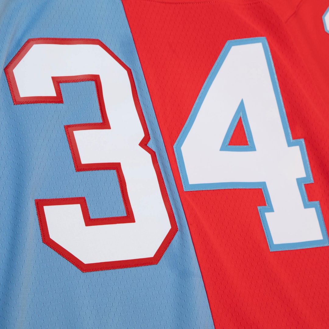 Houston Oilers Earl Campbell Red/Light Blue Gridiron Classics 1980 Split Legacy Replica Jersey | NFL Football Jersey