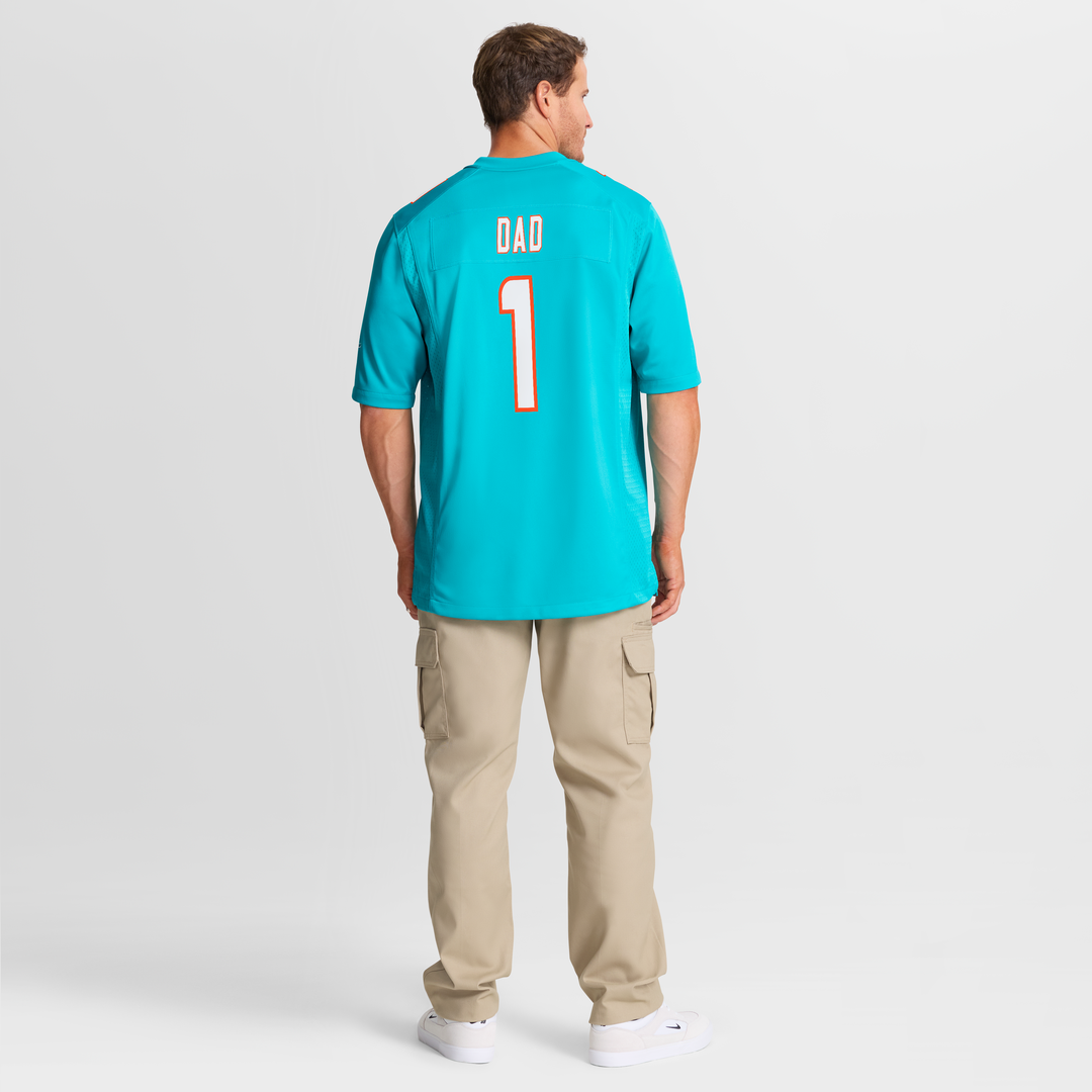 Miami Dolphins Number 1 Dad Aqua Game Jersey | NFL Football Jersey