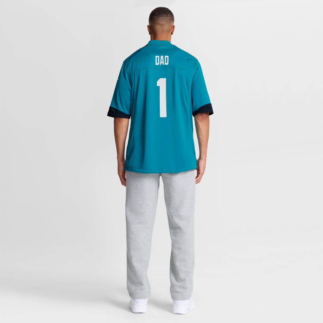 Jacksonville Jaguars Number 1 Dad Teal Game Jersey | NFL Football Jersey