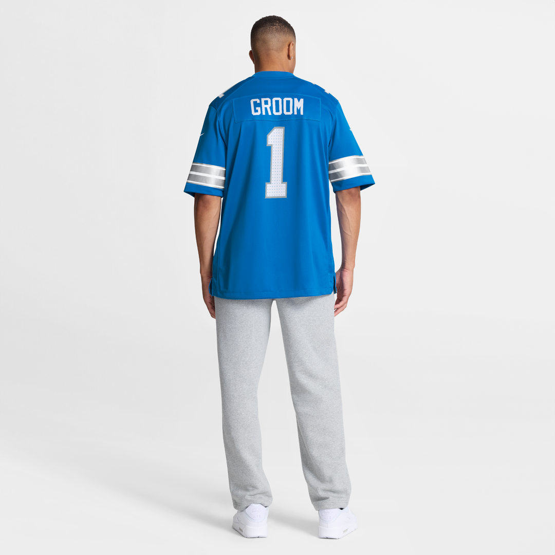 Detroit Lions Number 1 Groom Blue Game Jersey | NFL Football Jersey