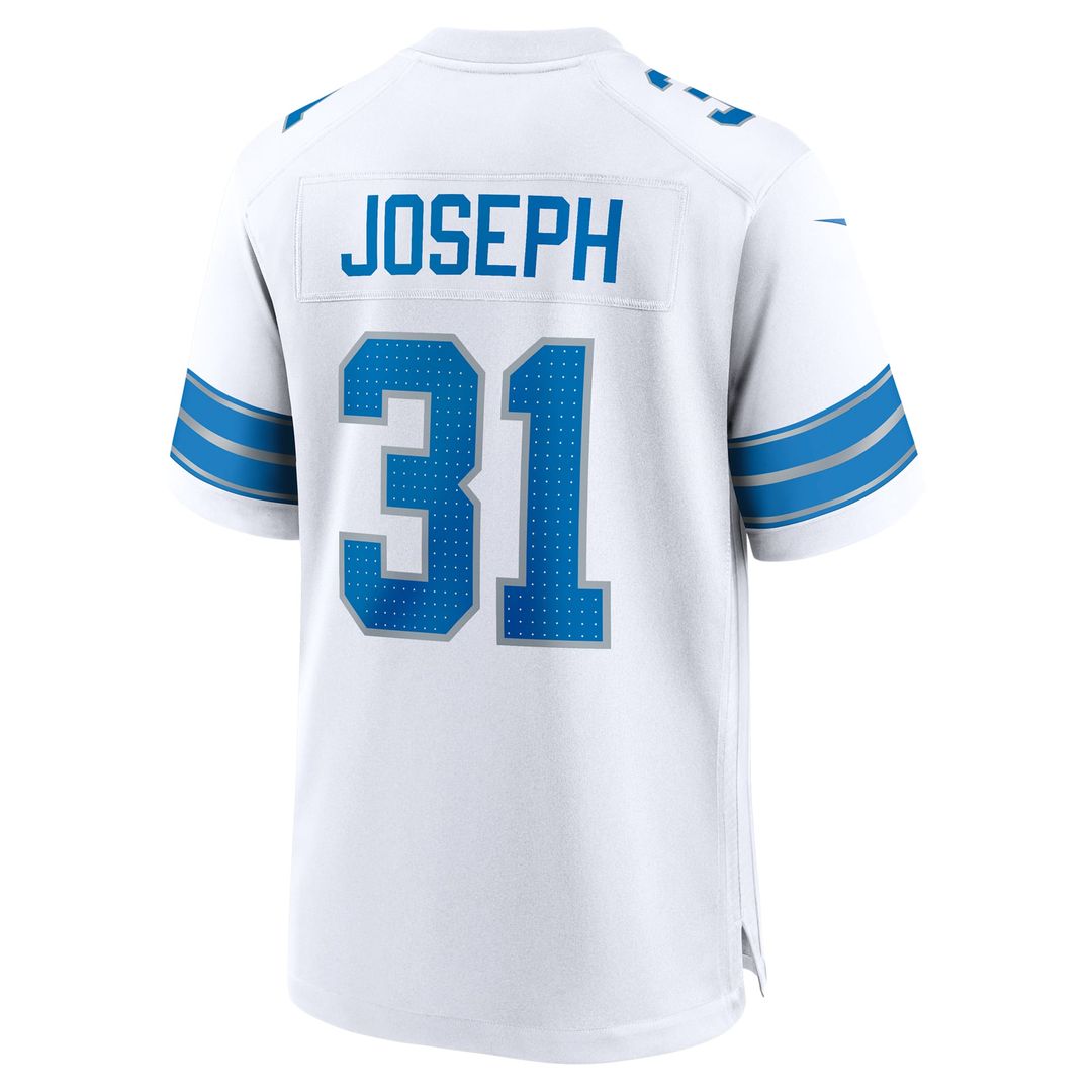 Detroit Lions Kerby Joseph White Game Jersey | NFL Football Jersey