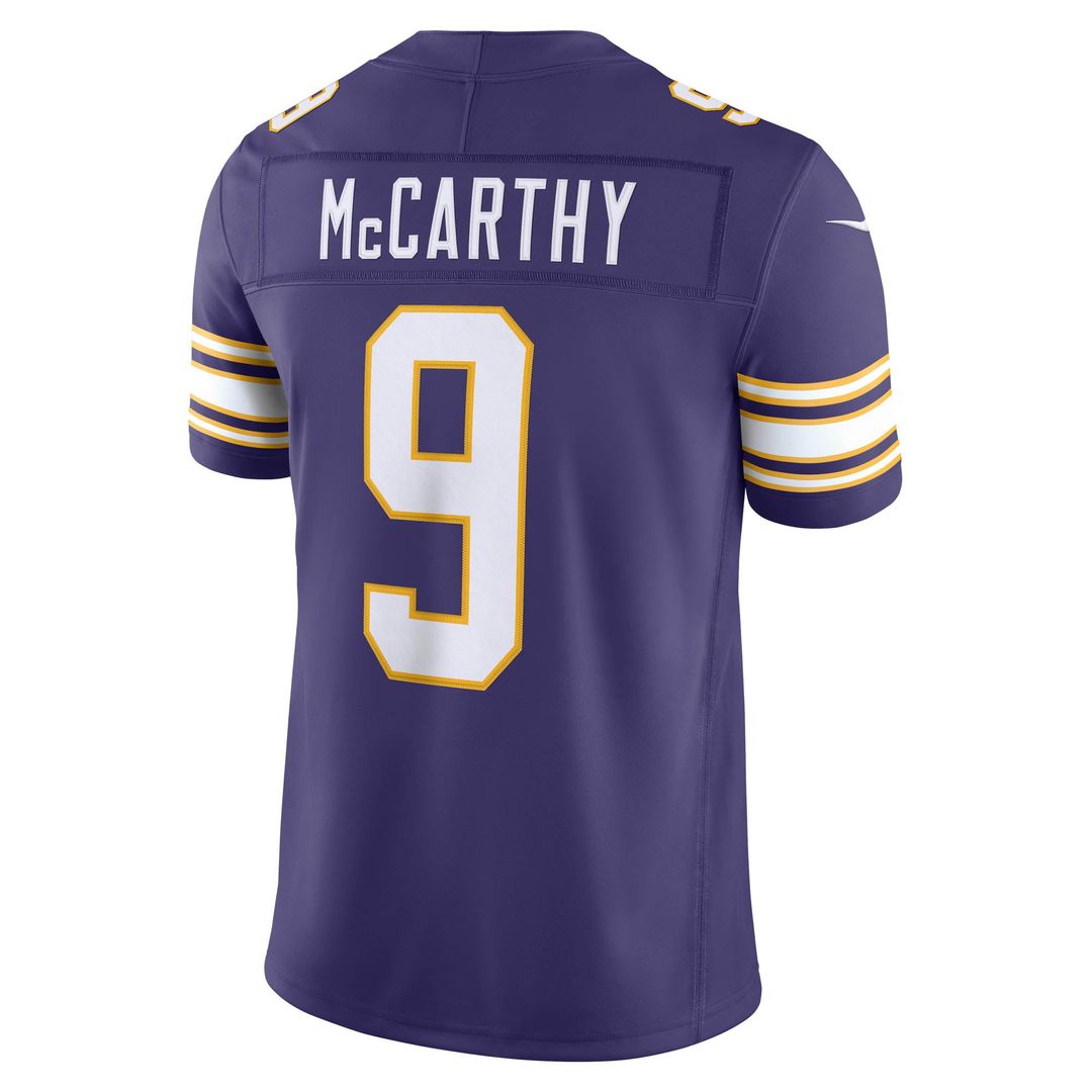 Minnesota Vikings J.J. McCarthy Purple Alternate Classic Vapor F.U.S.E. Stitched Limited Jersey | NFL Football Jersey