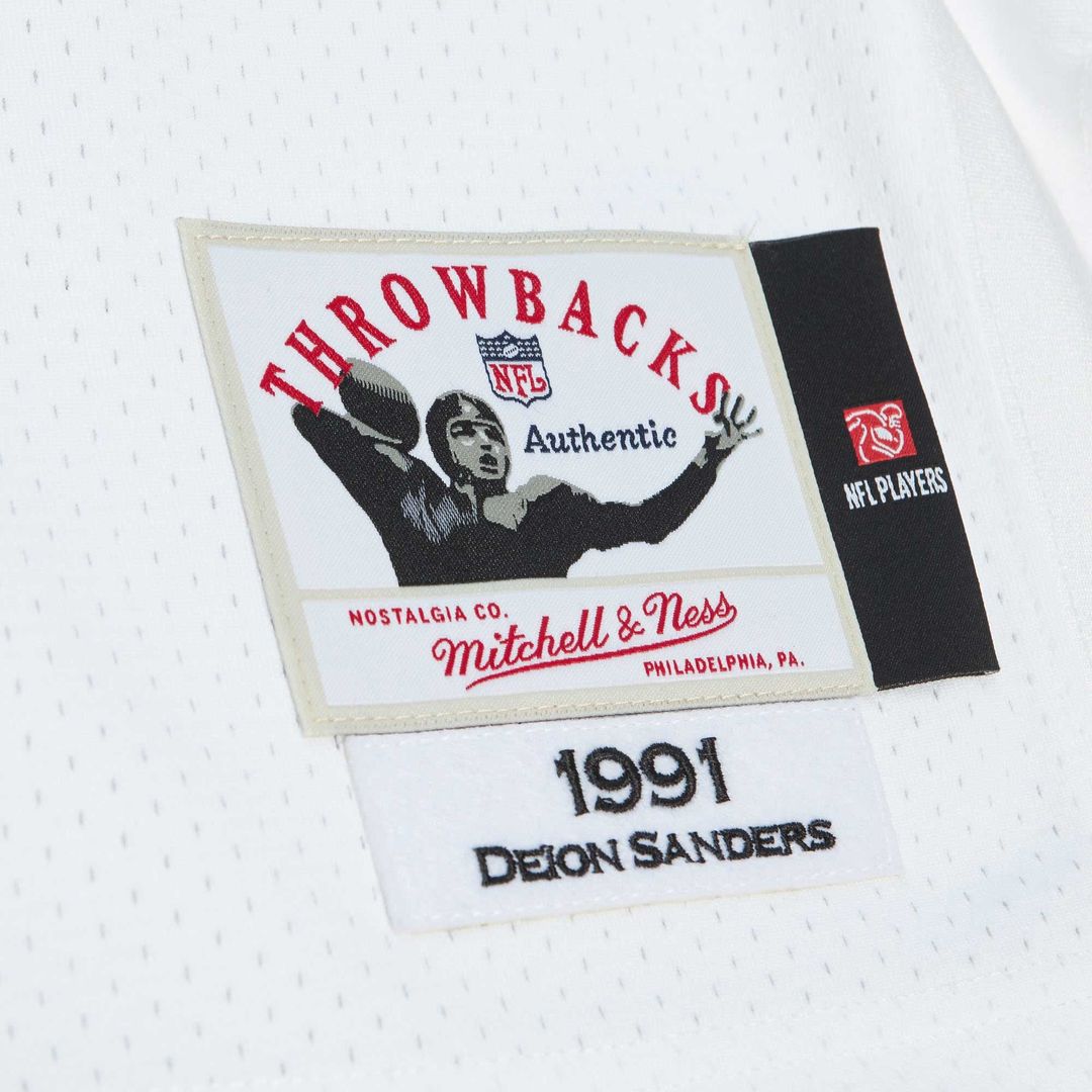 Atlanta Falcons 1991 Deion Sanders White Authentic Throwback Retired Player Jersey | NFL Football Jersey