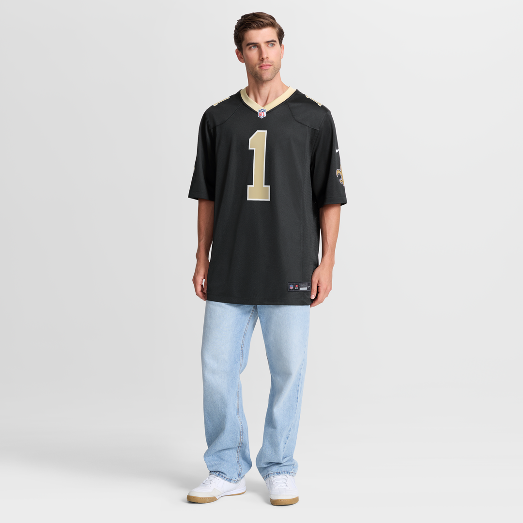 New Orleans Saints Number 1 Groom Black Game Jersey | NFL Football Jersey
