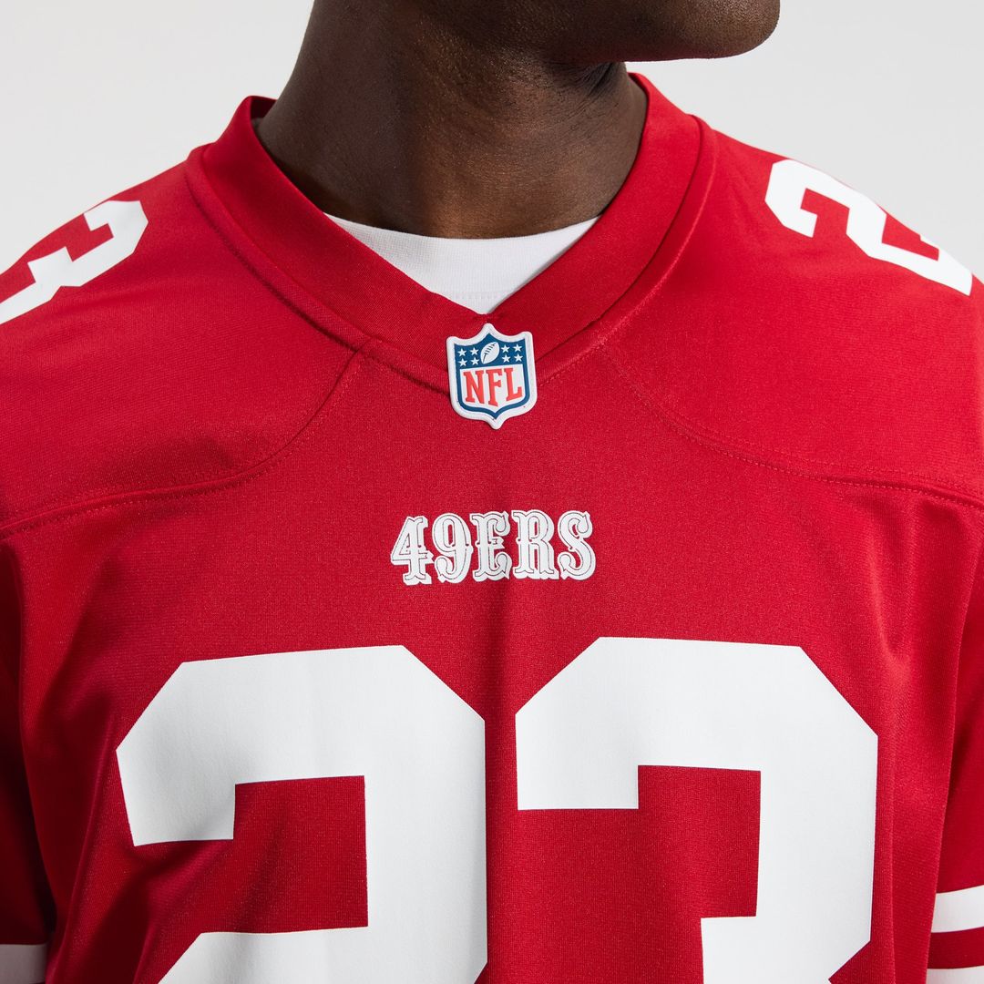 San Francisco 49ers Christian McCaffrey Scarlet Game Player Jersey | NFL Football Jersey