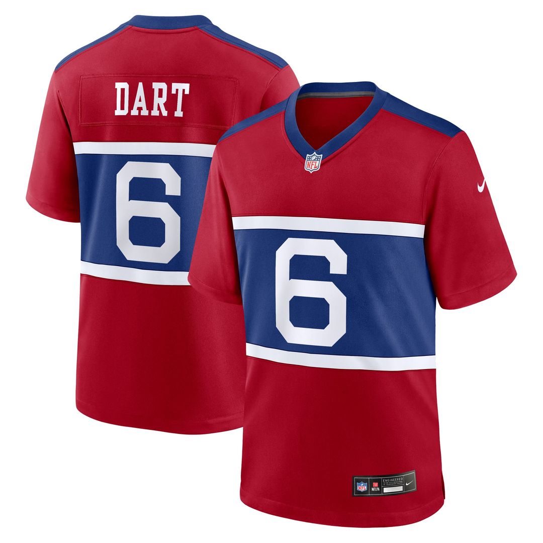 New York Giants Jaxson Dart Red Alternate Century Red Game Jersey | NFL Football Jersey