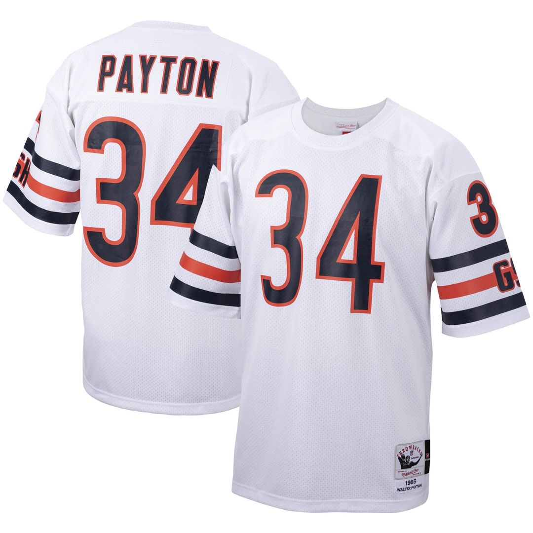 Chicago Bears 1985 Walter Payton White Authentic Throwback Retired Player Jersey | NFL Football Jersey