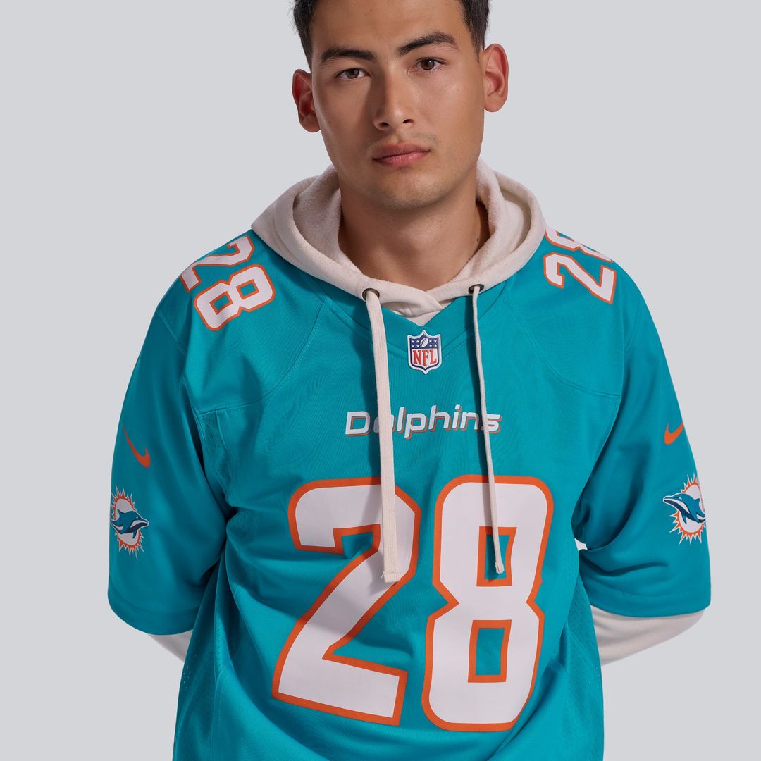 Miami Dolphins De’Von Achane Aqua Player Game Jersey | NFL Football Jersey