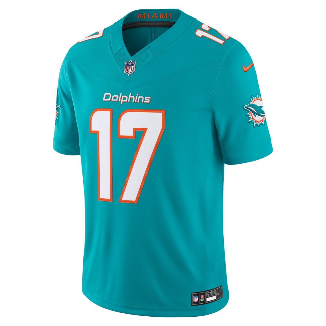 Miami Dolphins Jaylen Waddle Aqua Team Vapor F.U.S.E. Stitched Limited Jersey | NFL Football Jersey