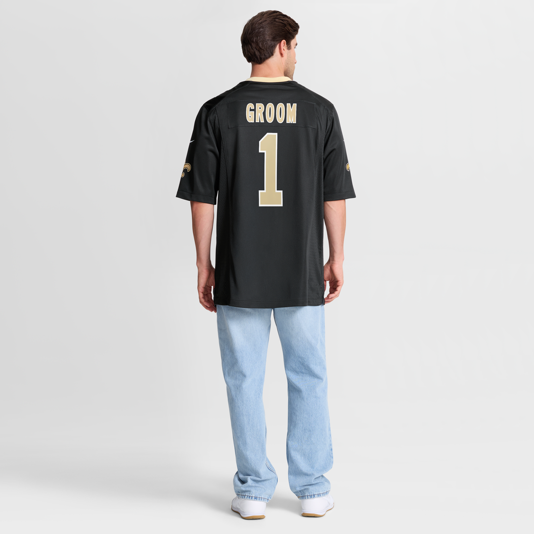 New Orleans Saints Number 1 Groom Black Game Jersey | NFL Football Jersey