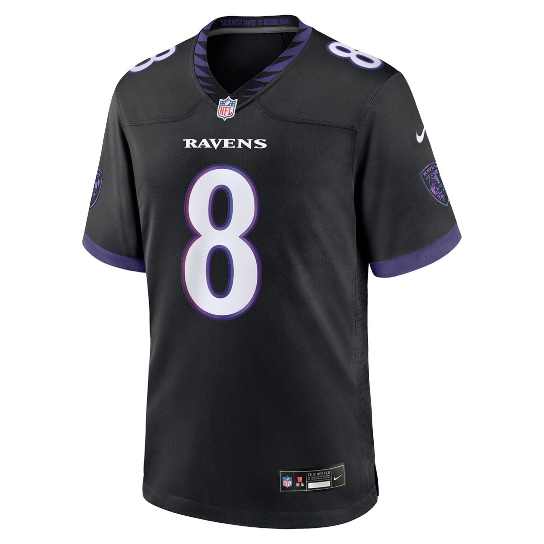 Baltimore Ravens Lamar Jackson Black Alternate Game Jersey | NFL Football Jersey