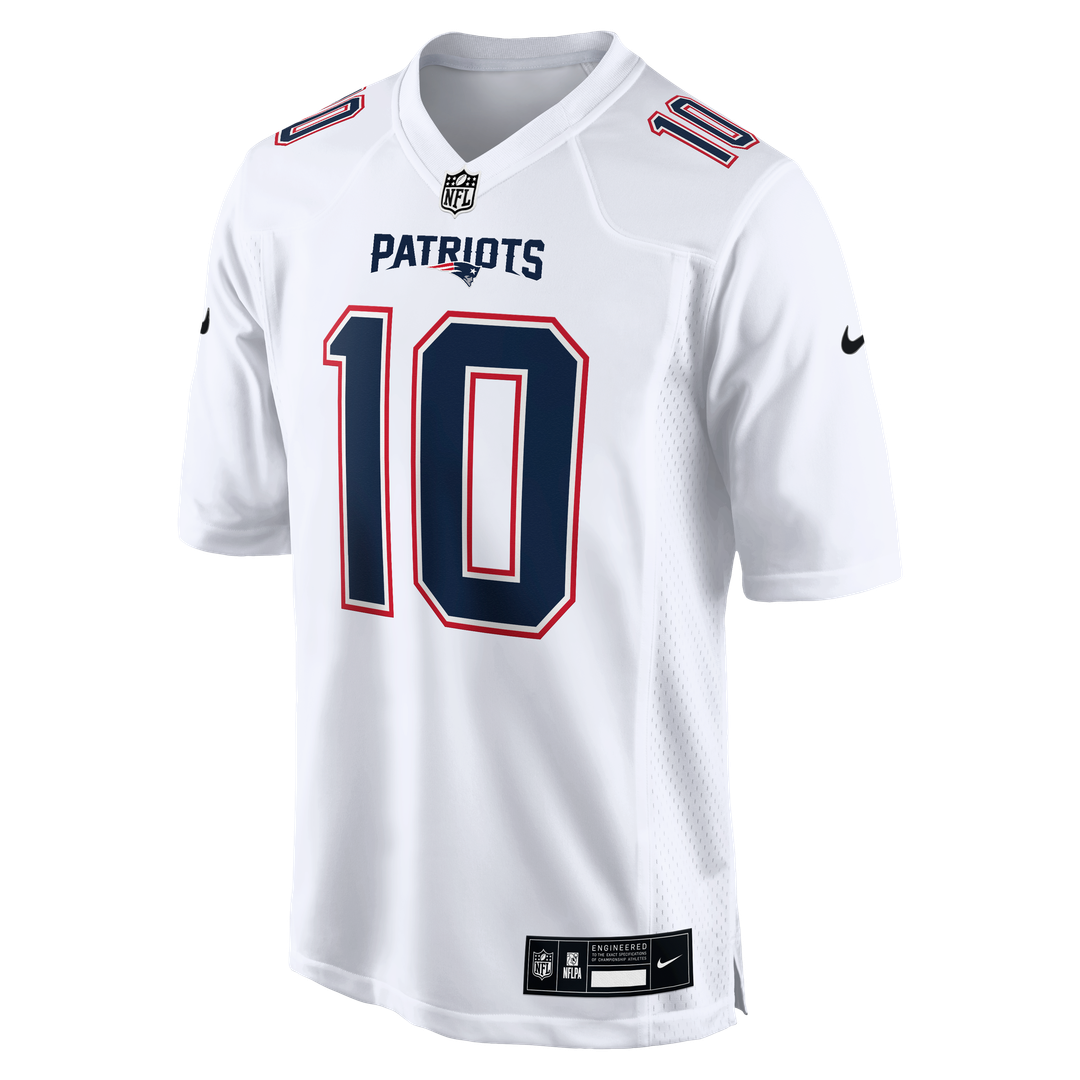 New England Patriots Drake Maye Tundra White Game Jersey | NFL Football Jersey