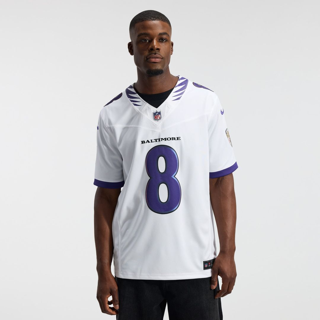Baltimore Ravens Lamar Jackson White Vapor F.U.S.E. Stitched Limited Jersey | NFL Football Jersey