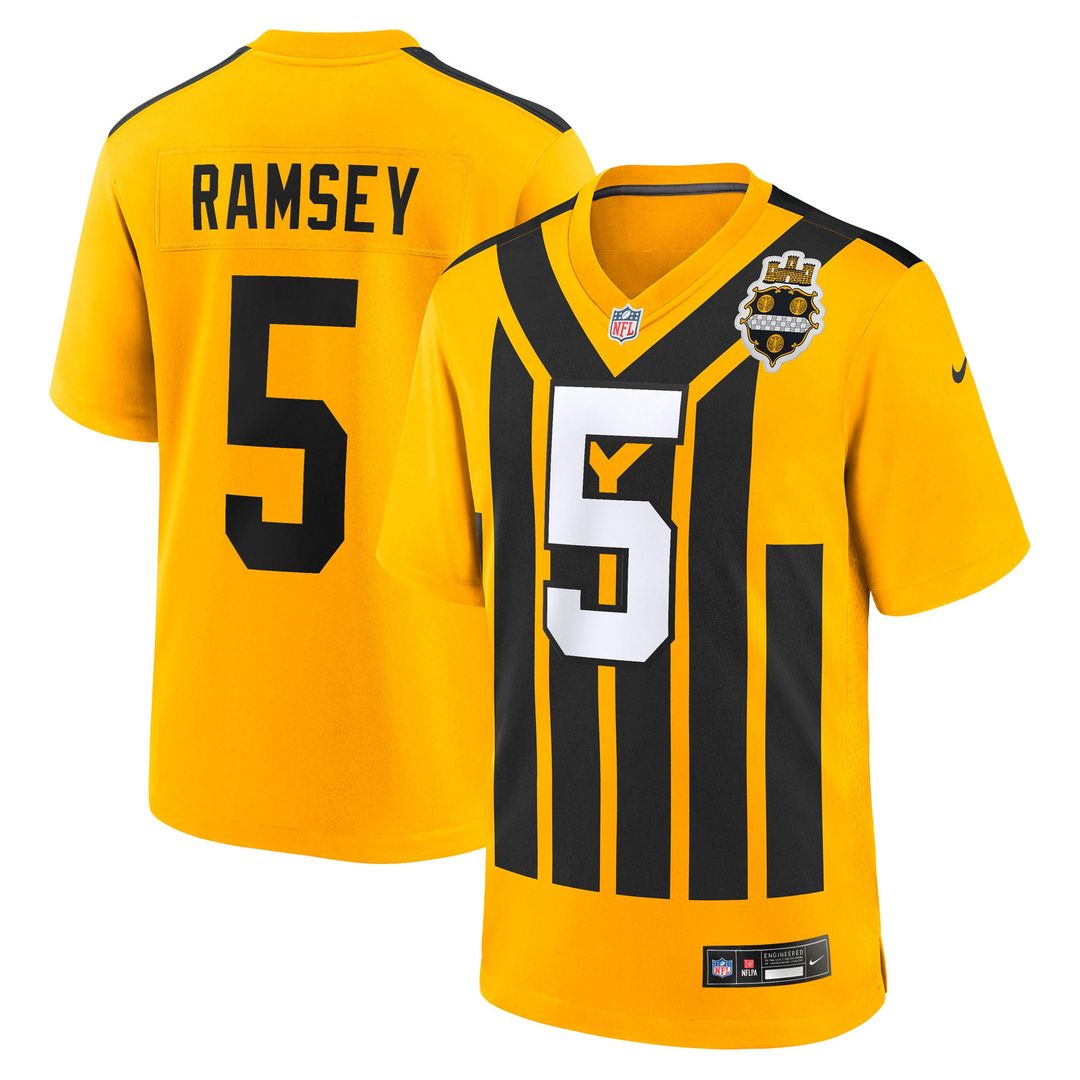 Pittsburgh Steelers Jalen Ramsey Gold Alternate 1933 Throwback Game Jersey | NFL Football Jersey