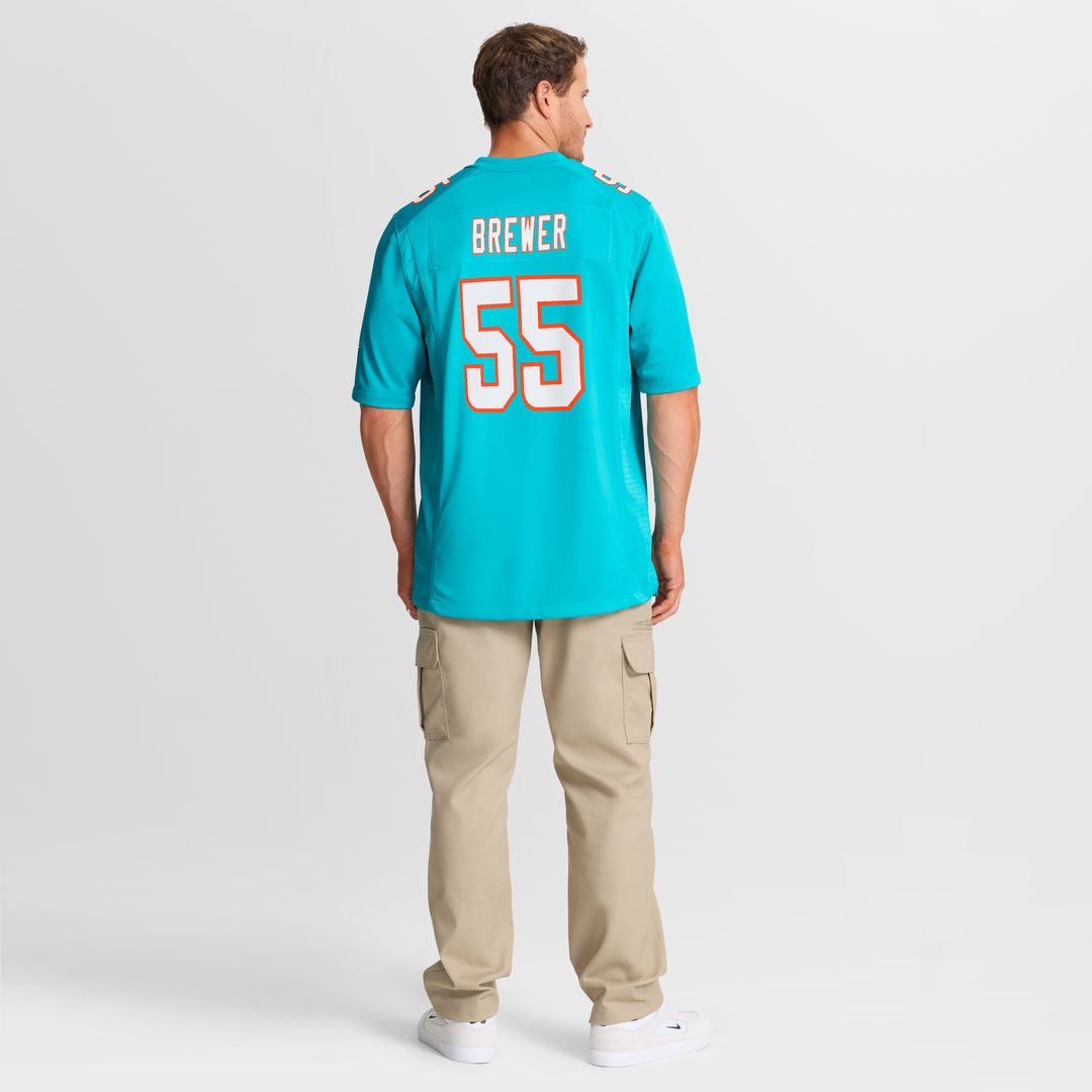 Miami Dolphins Aaron Brewer Aqua Game Jersey | NFL Football Jersey