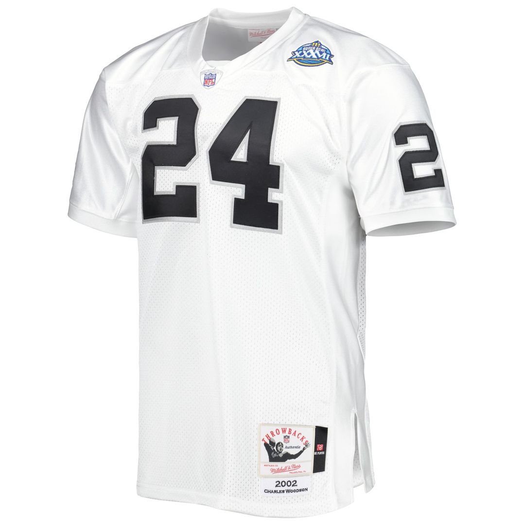 Las Vegas Raiders 2002 Charles Woodson White Authentic Throwback Retired Player Jersey | NFL Football Jersey