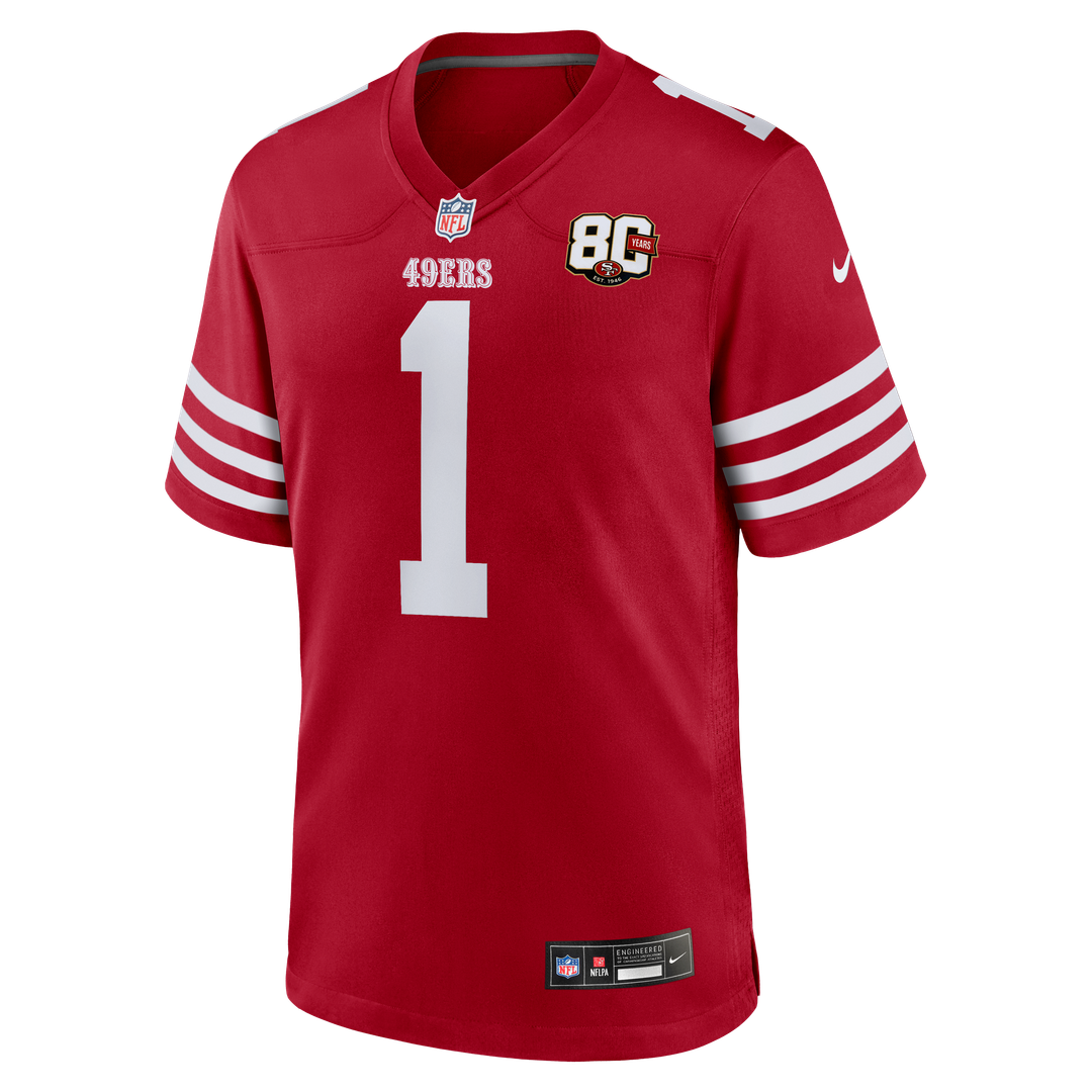 San Francisco 49ers Ricky Pearsall Scarlet 80th Anniversary Game Jersey | NFL Football Jersey