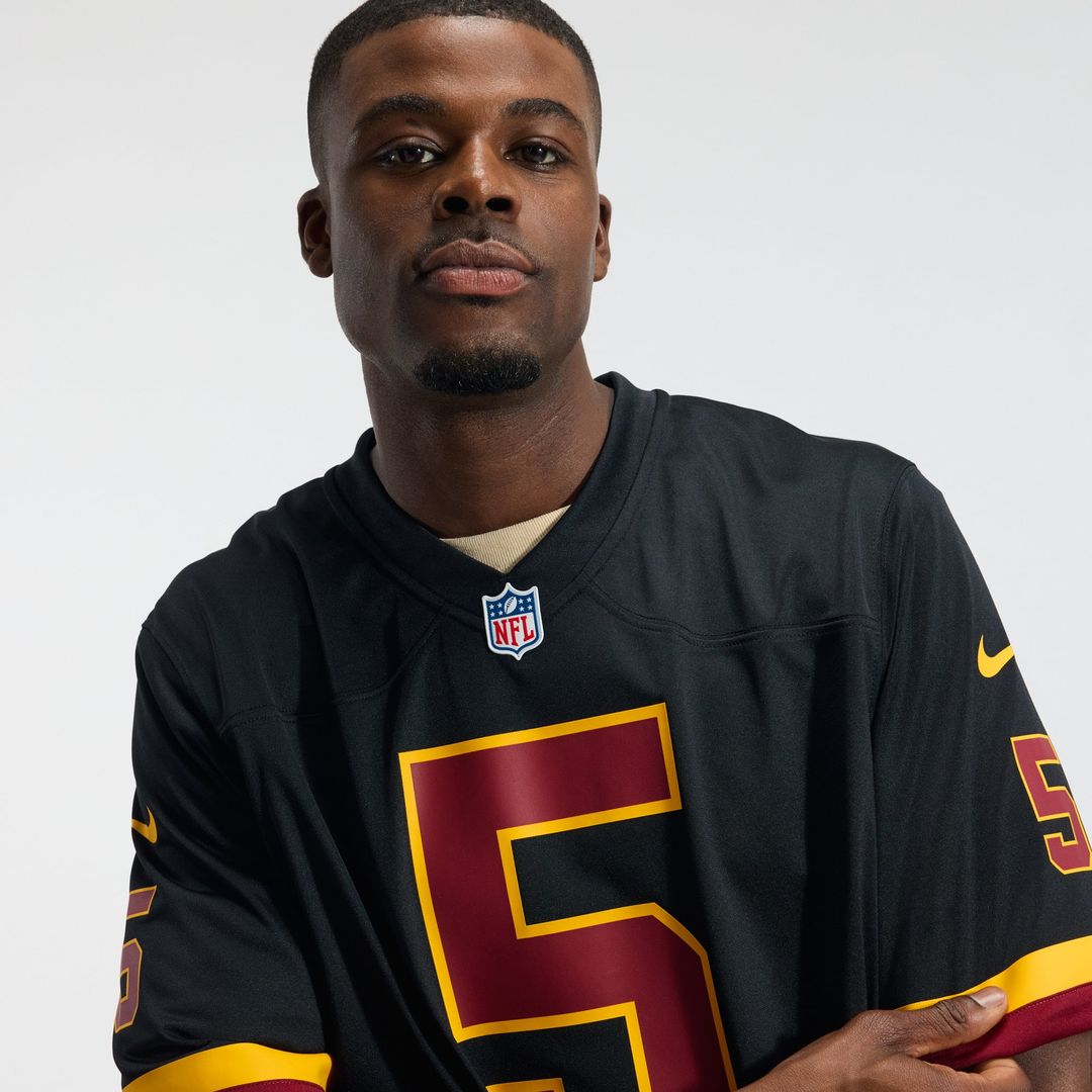 Hail Raiser Men's Washington Commanders Jayden Daniels Black Alternate Game Jersey | NFL Football Jersey