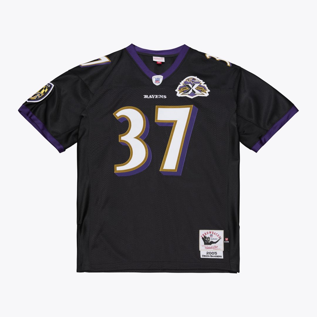 Baltimore Ravens Deion Sanders Black 2005 Authentic Throwback Jersey | NFL Football Jersey