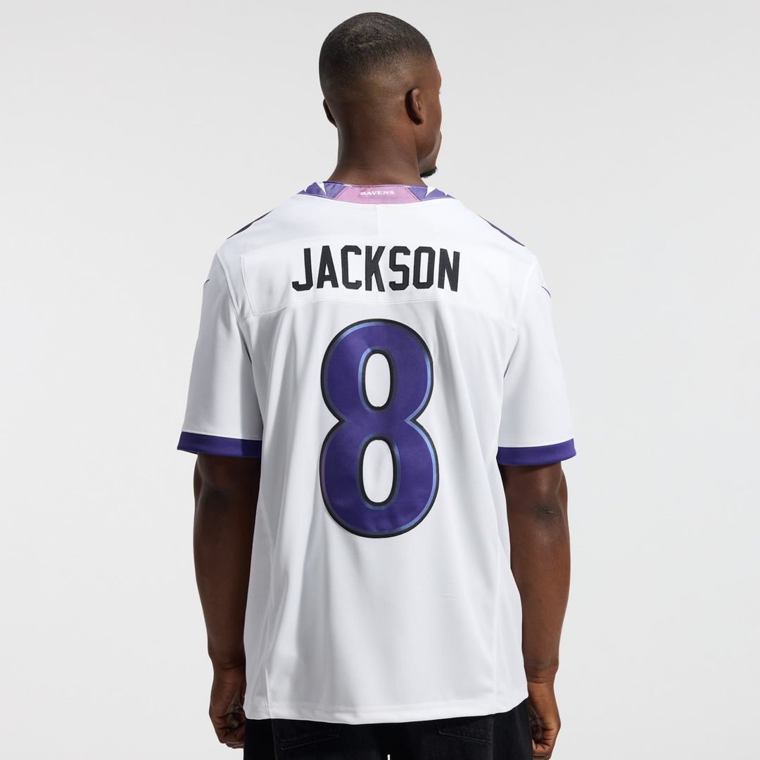 Baltimore Ravens Lamar Jackson White Vapor F.U.S.E. Stitched Limited Jersey | NFL Football Jersey