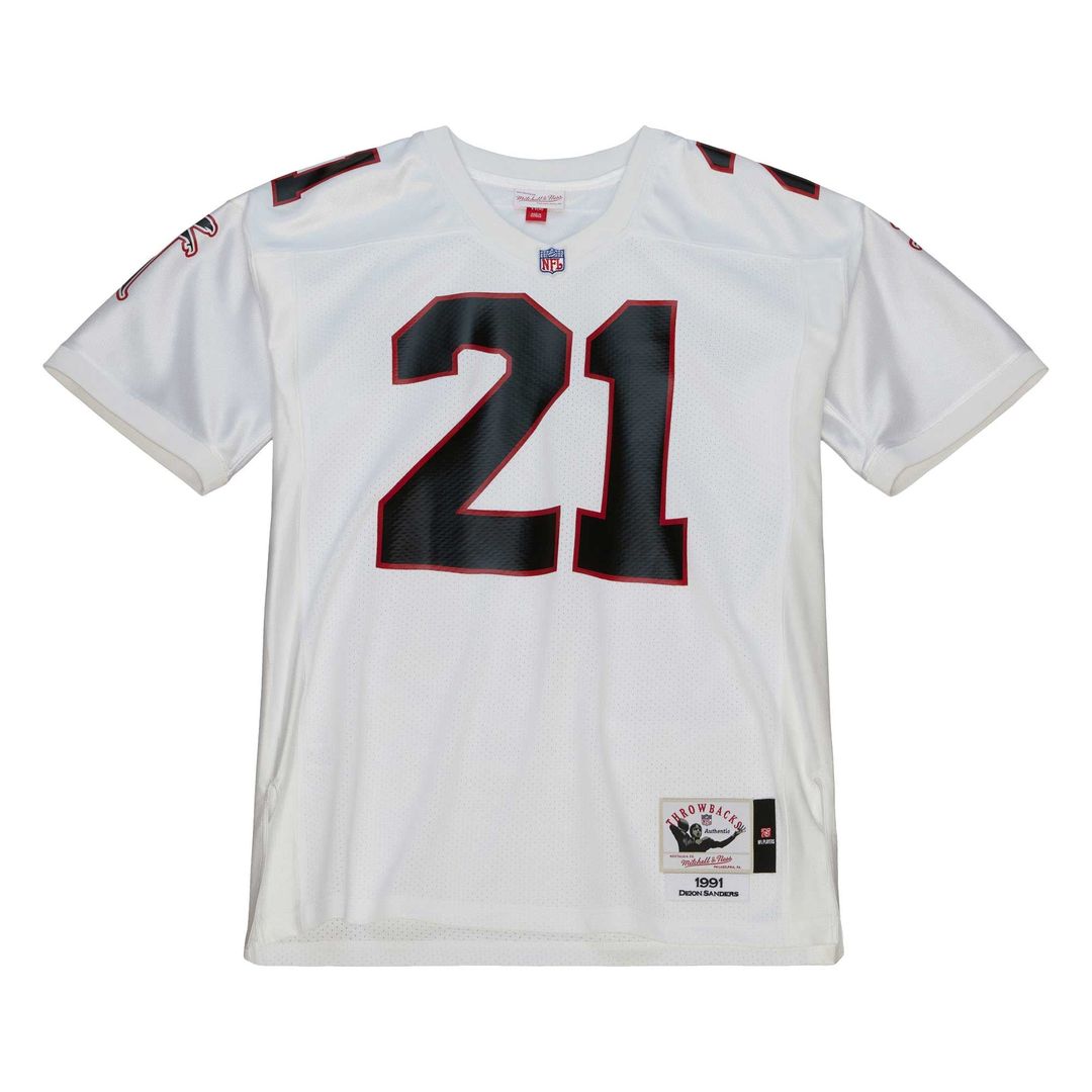 Atlanta Falcons 1991 Deion Sanders White Authentic Throwback Retired Player Jersey | NFL Football Jersey
