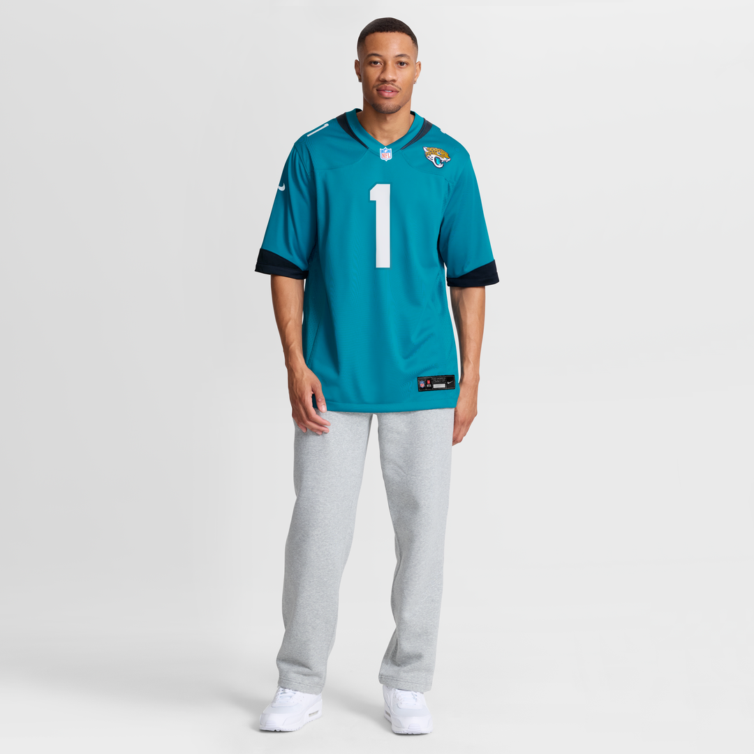 Jacksonville Jaguars Number 1 Dad Teal Game Jersey | NFL Football Jersey