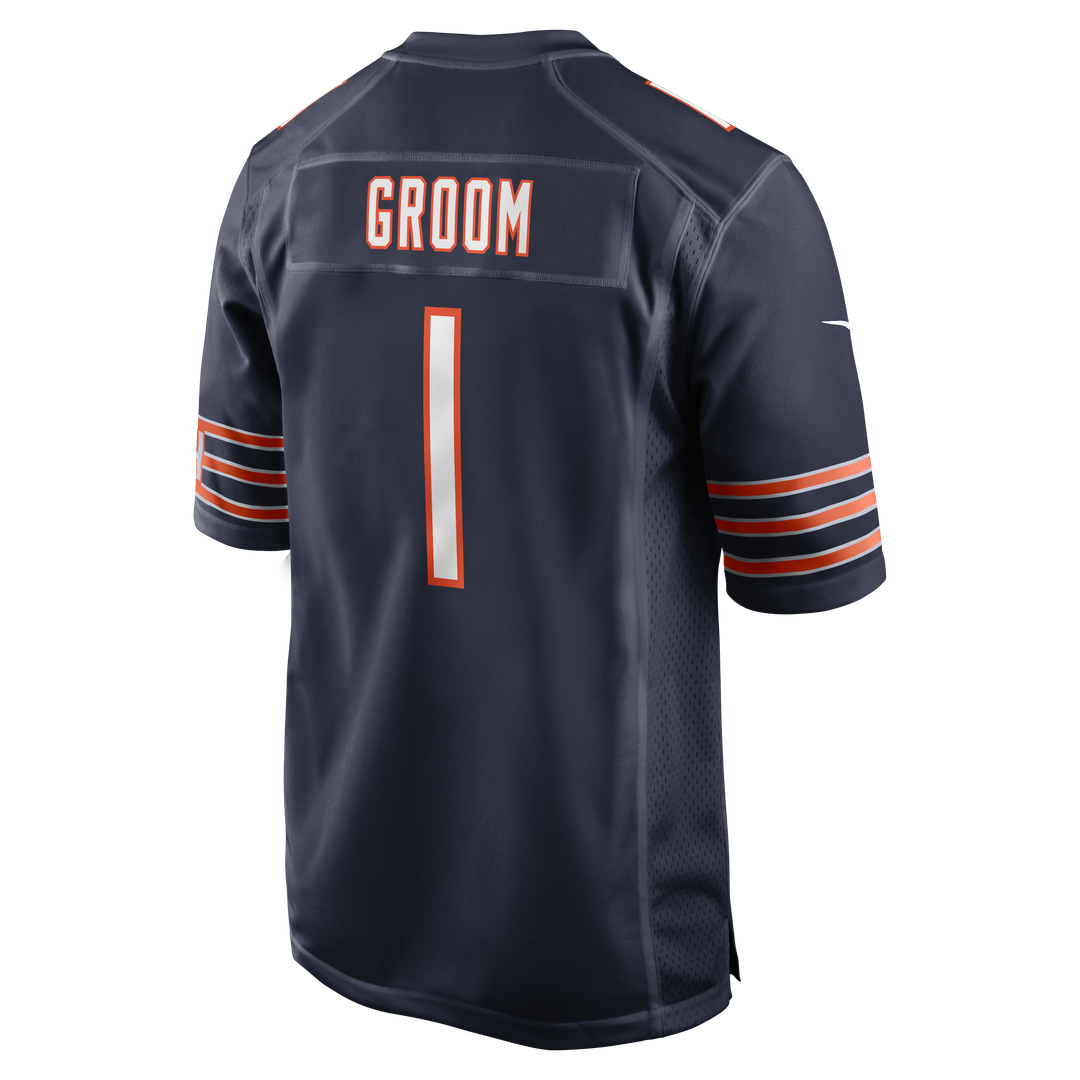 Chicago Bears Number 1 Groom Navy Game Jersey | NFL Football Jersey