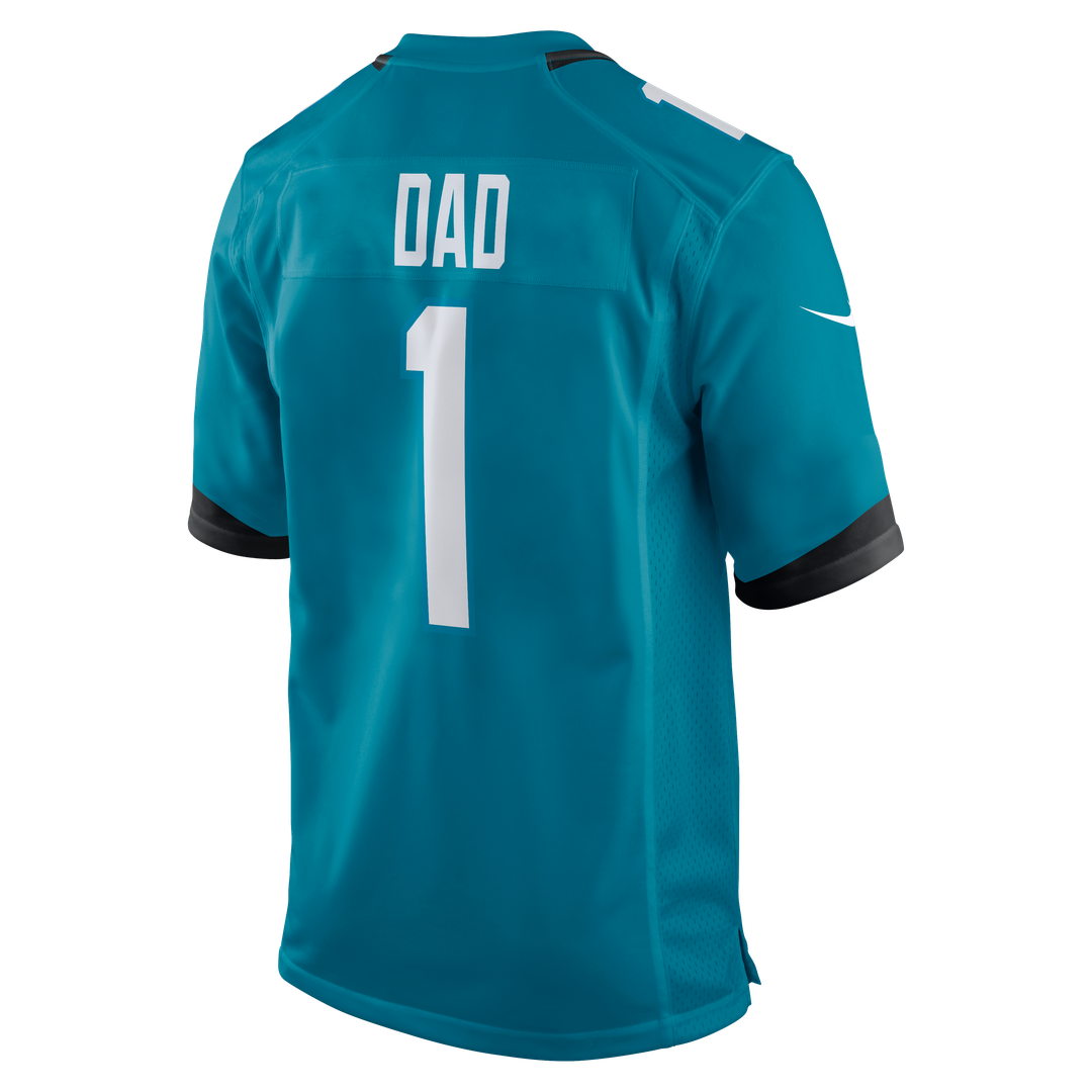 Jacksonville Jaguars Number 1 Dad Teal Game Jersey | NFL Football Jersey