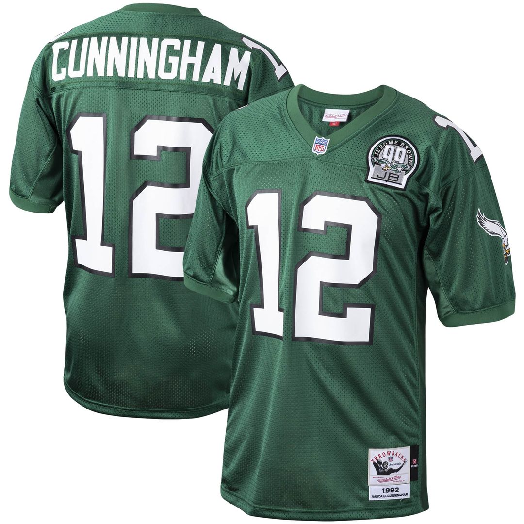 Philadelphia Eagles 1992 Randall Cunningham Green Authentic Throwback Retired Player Jersey | NFL Football Jersey