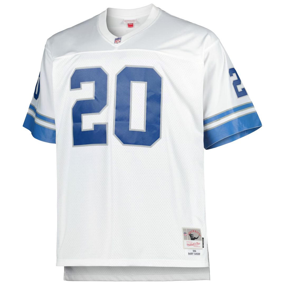 Detroit Lions Barry Sanders White Big & Tall 1996 Retired Player Replica Jersey | NFL Football Jersey