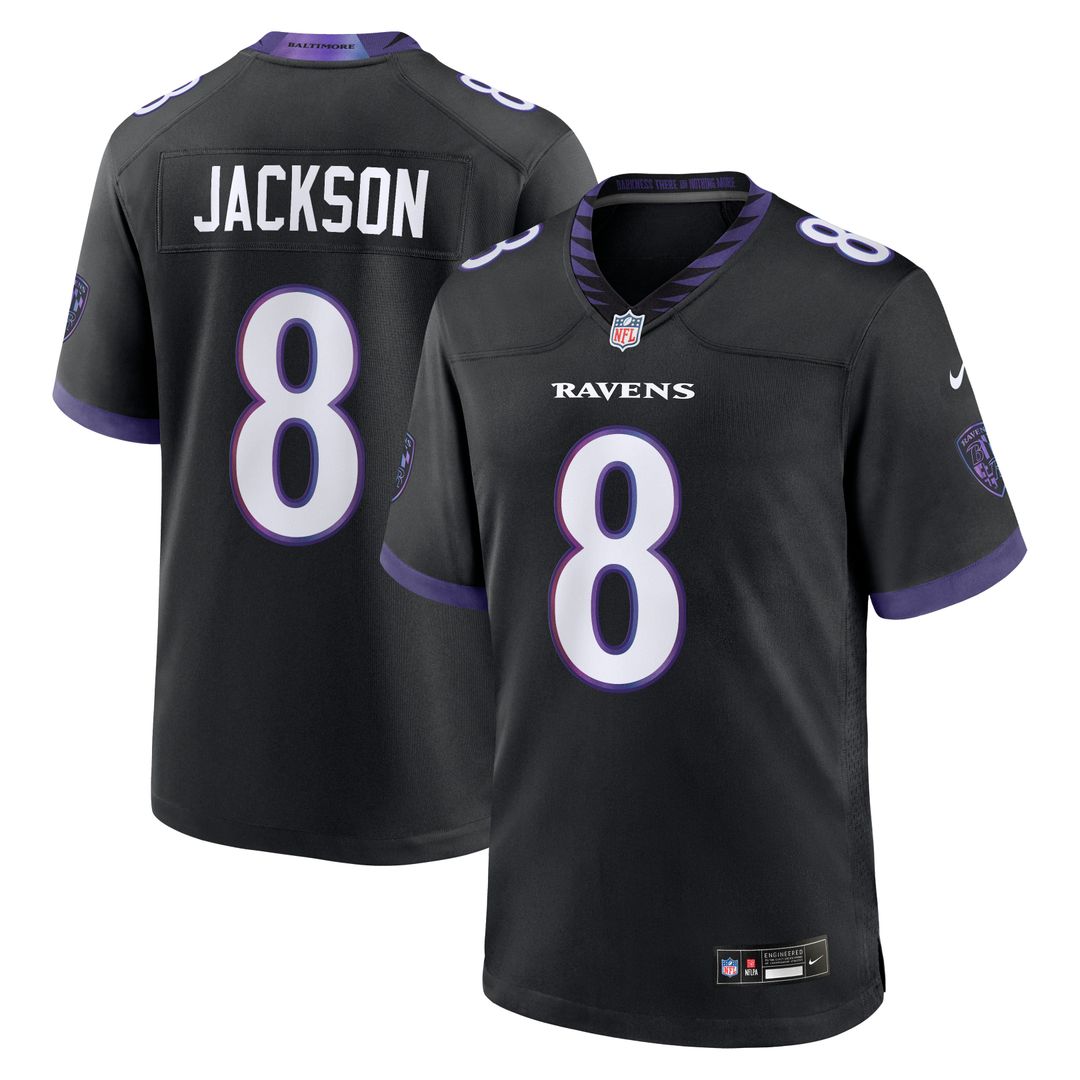 Baltimore Ravens Lamar Jackson Black Alternate Game Jersey | NFL Football Jersey