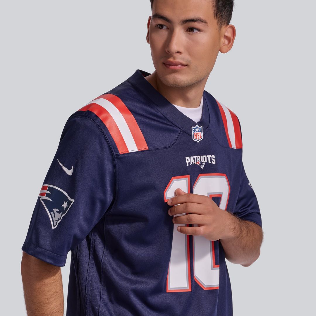 New England Patriots Drake Maye White Player Game Jersey | NFL Football Jersey
