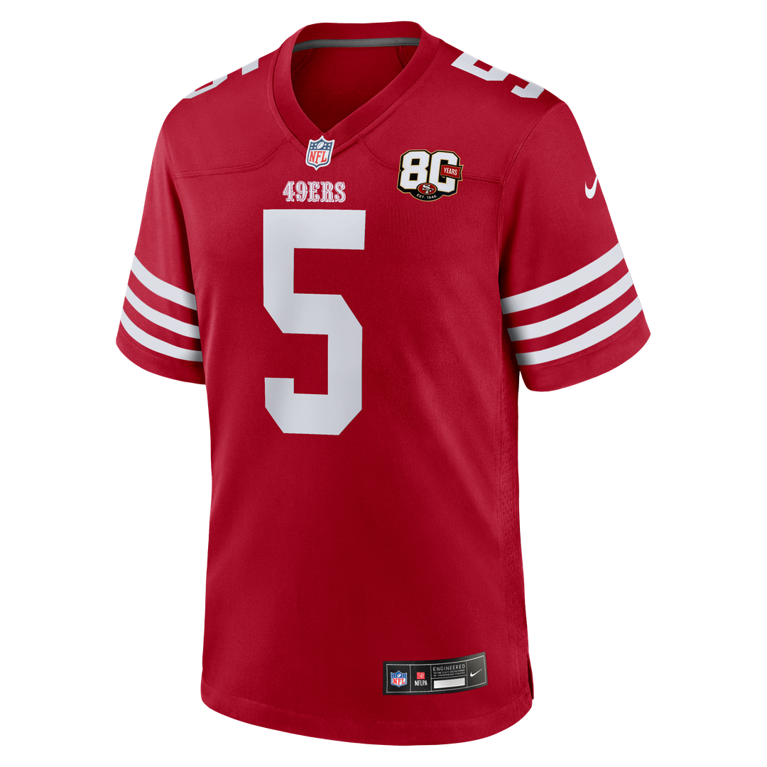 San Francisco 49ers Mike Evans Scarlet 80th Anniversary Game Jersey | NFL Football Jersey
