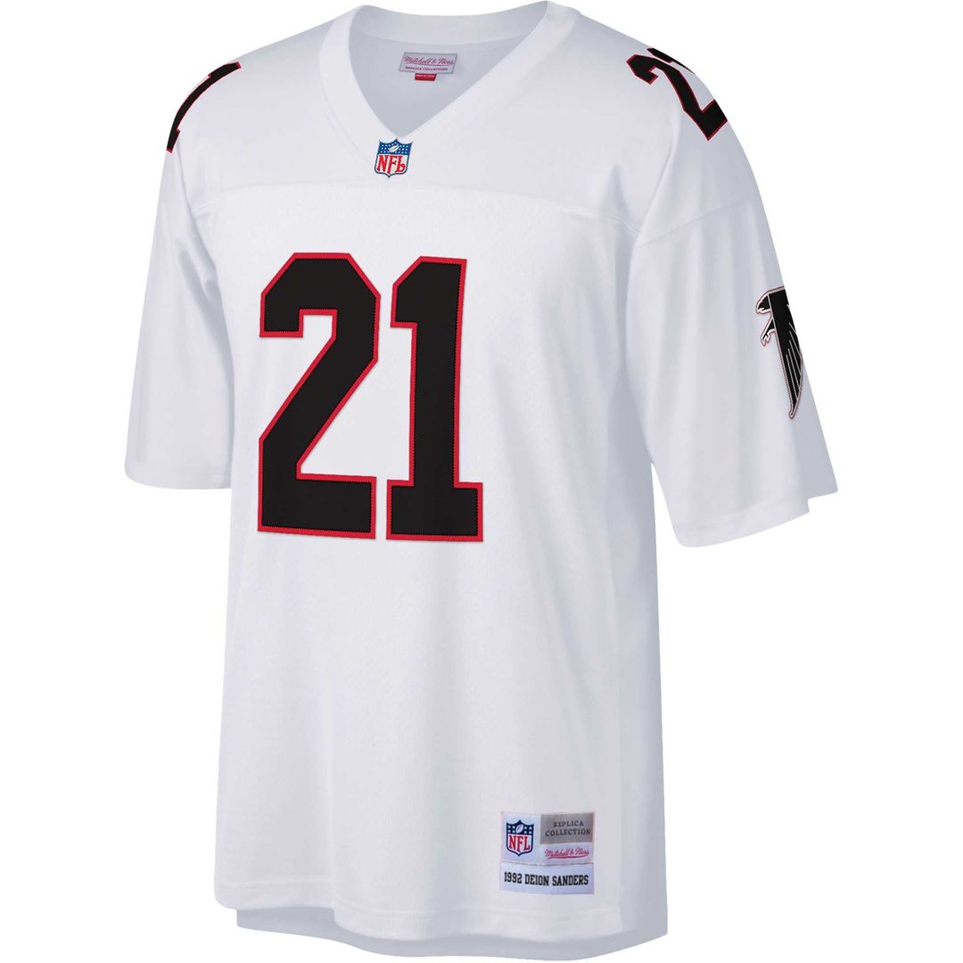 Atlanta Falcons Deion Sanders White Big & Tall 1992 Retired Player Replica Jersey | NFL Football Jersey