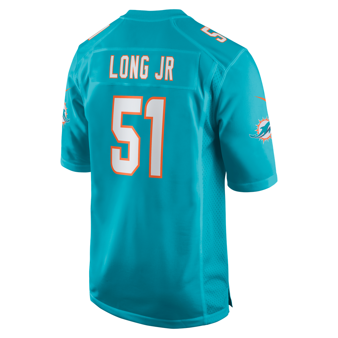 Miami Dolphins David Long Jr. Aqua Game Jersey | NFL Football Jersey