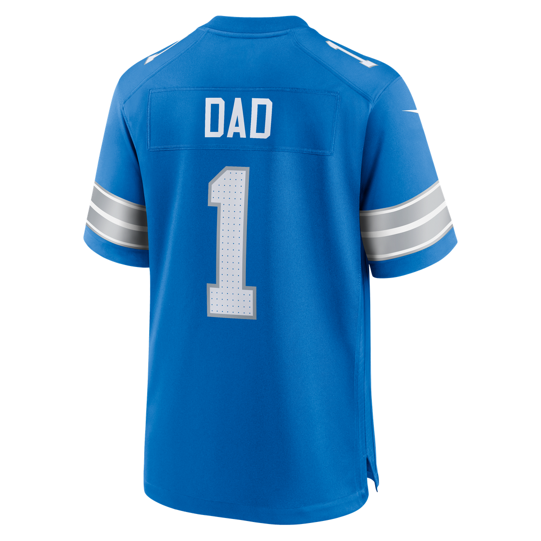 Detroit Lions Number 1 Dad Blue Game Jersey | NFL Football Jersey