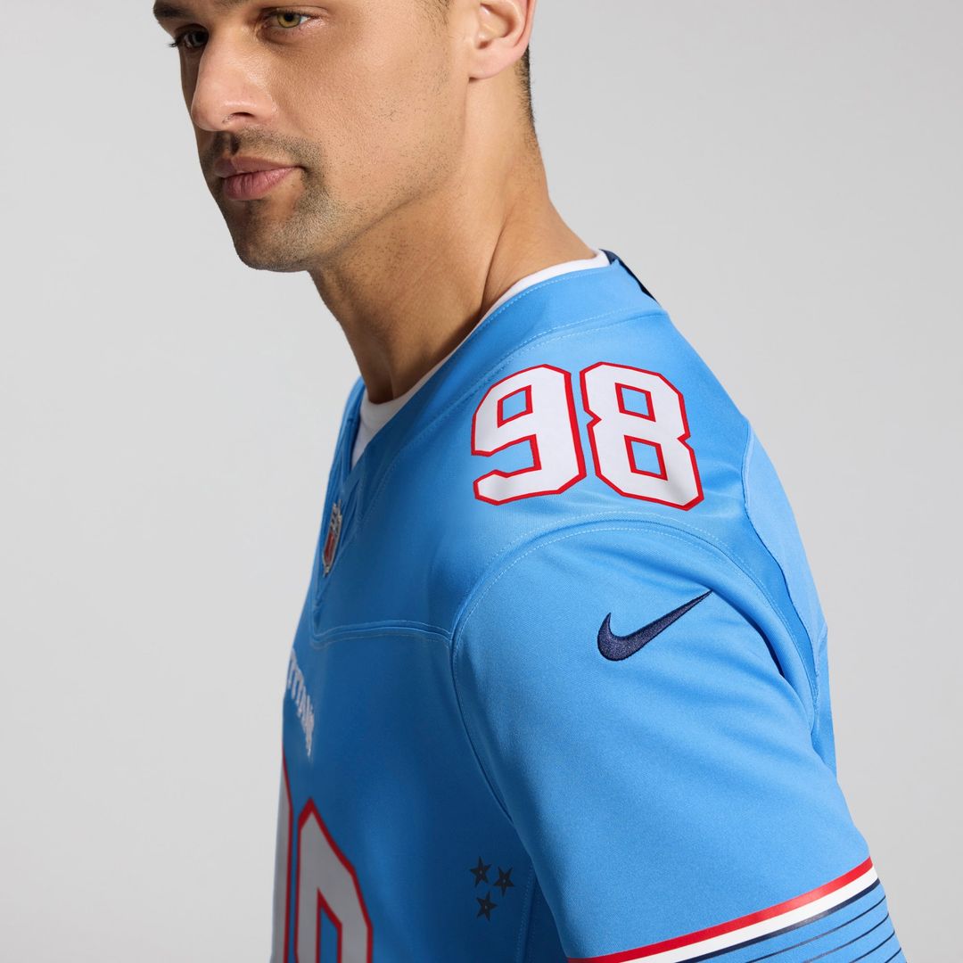 Tennessee Titans Jeffery Simmons Light Blue Team Vapor F.U.S.E. Stitched Limited Jersey | NFL Football Jersey