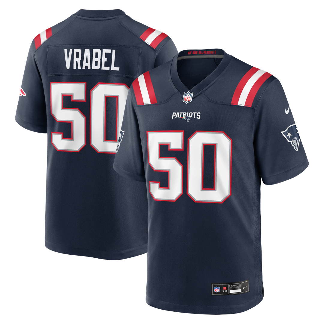New England Patriots Mike Vrabel White Retired Player Game Jersey | NFL Football Jersey