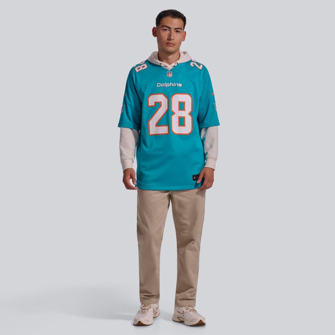Miami Dolphins De’Von Achane Aqua Player Game Jersey | NFL Football Jersey
