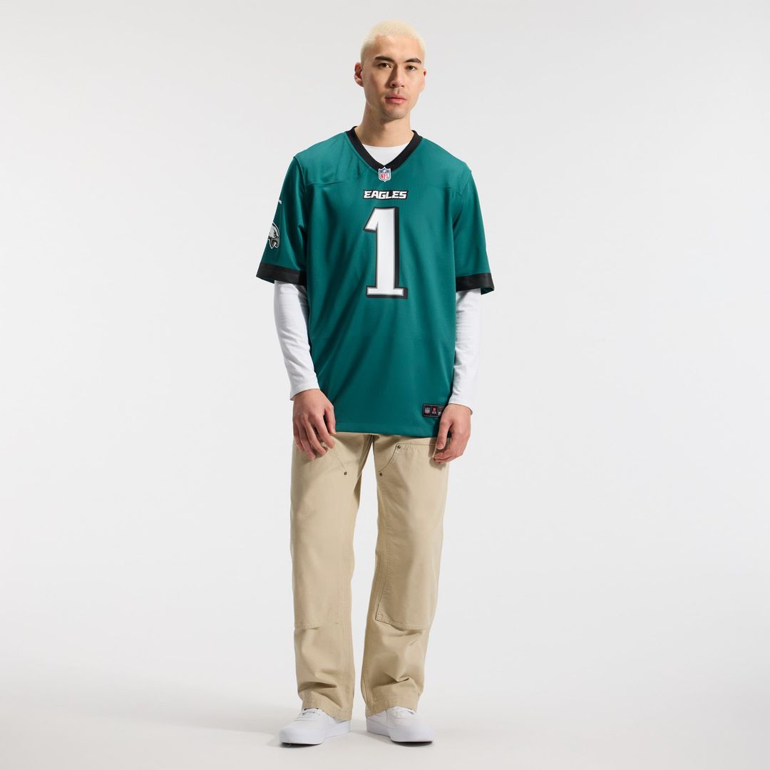 Philadelphia Eagles Jalen Hurts Midnight Green Team Game Jersey | NFL Football Jersey