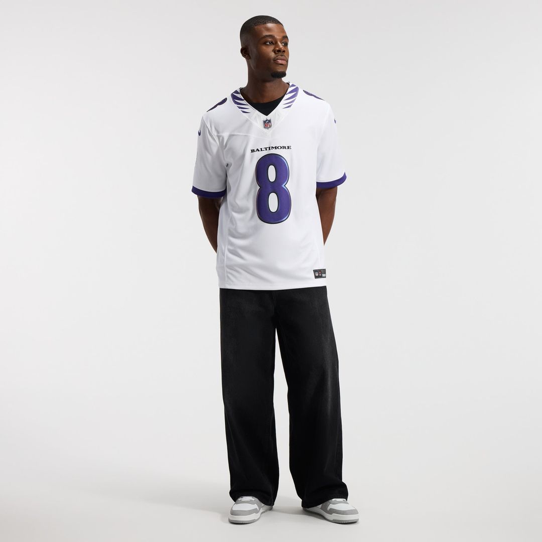 Baltimore Ravens Lamar Jackson White Vapor F.U.S.E. Stitched Limited Jersey | NFL Football Jersey