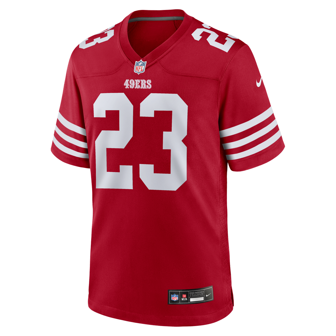 San Francisco 49ers Christian McCaffrey Scarlet Game Player Jersey | NFL Football Jersey