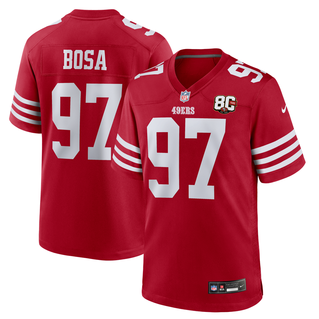 San Francisco 49ers Nick Bosa White 80th Anniversary Game Jersey | NFL Football Jersey