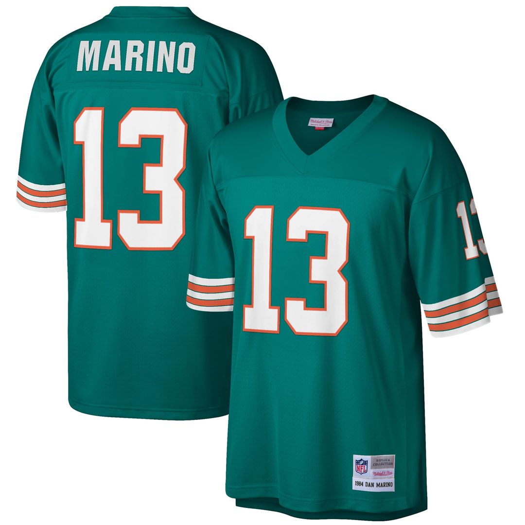Miami Dolphins Dan Marino Aqua Big & Tall 1984 Retired Player Replica Jersey | NFL Football Jersey