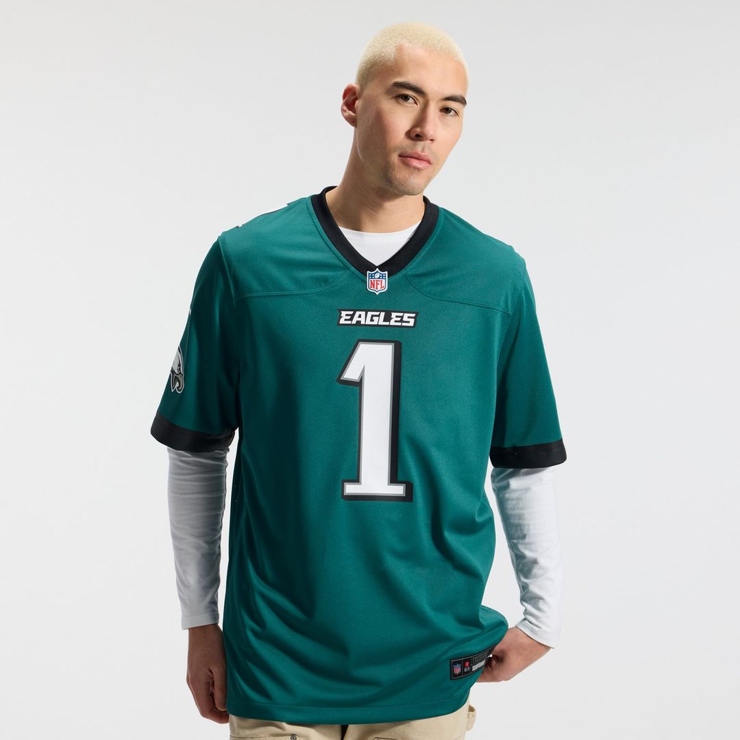 Philadelphia Eagles Jalen Hurts Midnight Green Team Game Jersey | NFL Football Jersey