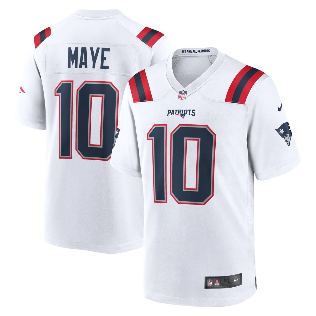 New England Patriots Drake Maye White Player Game Jersey | NFL Football Jersey