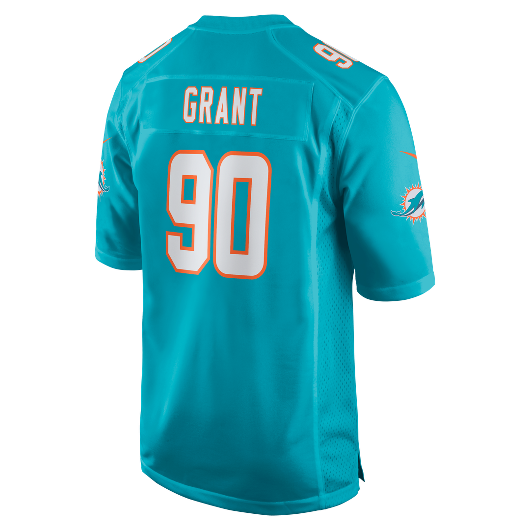 Miami Dolphins Kenneth Grant Aqua Team Game Jersey | NFL Football Jersey